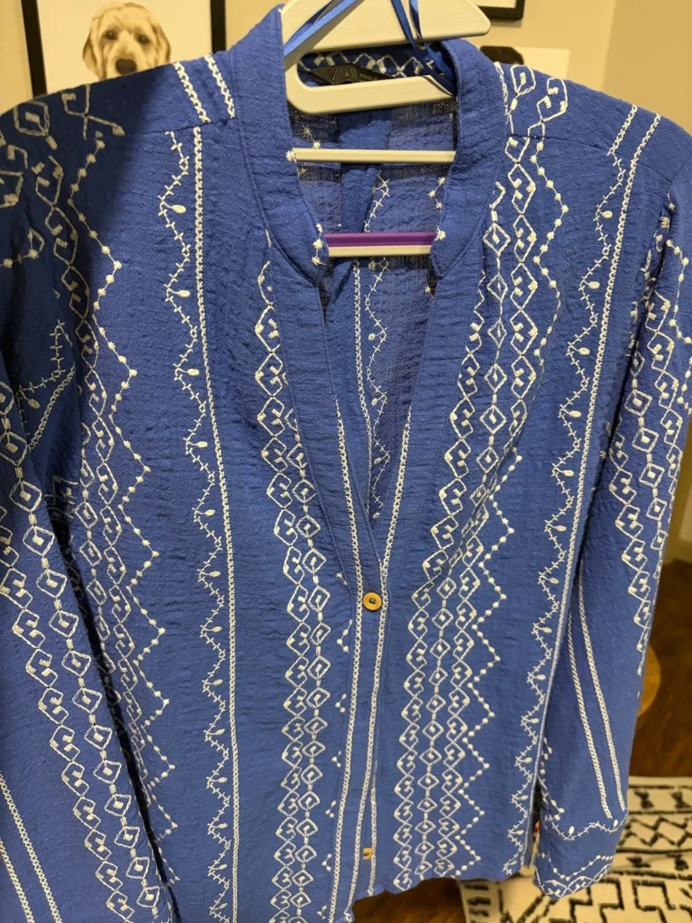 Zara Blue and White blouse, XS - Picture 3 of 5